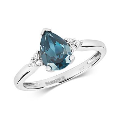 Diamant & Topaze Bleu Londres Anneau Tailles