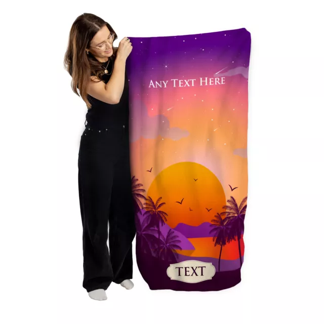 Personalised Beach Towel Sunset Beach Custom Holiday Towel Pool Towel