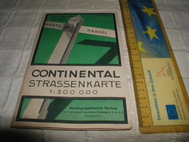 Alte Continental Strassenkarte Nr. 27 Kassel Rad- Und Kraftfahrer