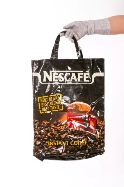 Borsa shopper vintage retrò Nescafe PVC vinile tote promozione pubblicitaria
