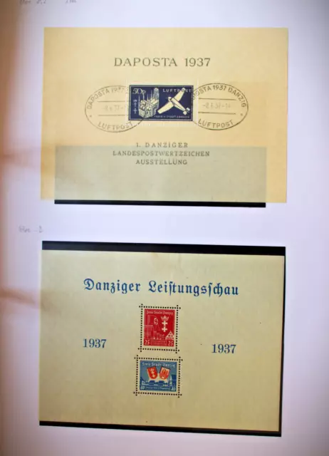 Alte Sammlung Danzig mit Dienst / Porto / Gdansk auf 22 Seiten - über 350 Marken