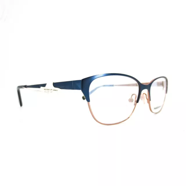 Marchon Eyeglasses Frames PALEY 412 blue Gold Cat Eye 51-16-135 2