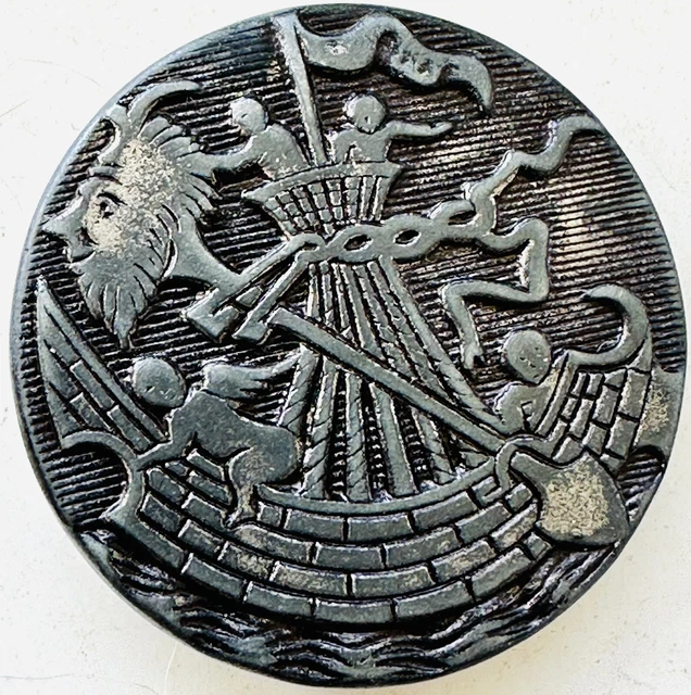 Antique Picture Button “Ship of Devilment/Crows Nest”