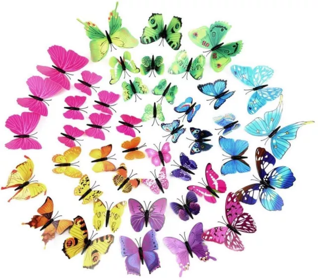 12er Set 3D Schmetterlinge Blumen Dekoration Wandtattoo Wandsticker Wanddeko TY