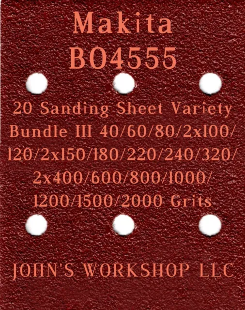 Makita BO4555 - 17 Different Grits - 20 Sheet Variety Bundle III