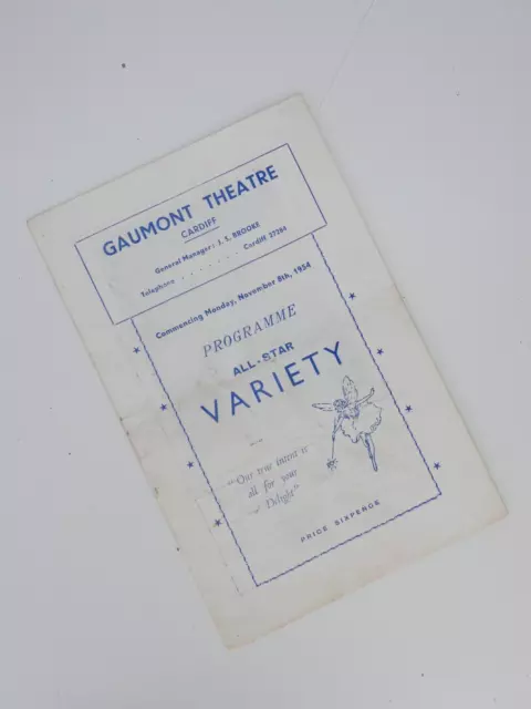 Theatre Program GAUMONT THEATRE CARDIFF ALL-STAR VARIETY 1954 Vintage