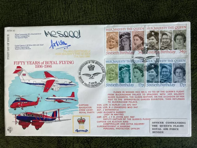 RAF Cover - 50 Years of Royal Flying - Dual Signed & Flown Buckingham Palace