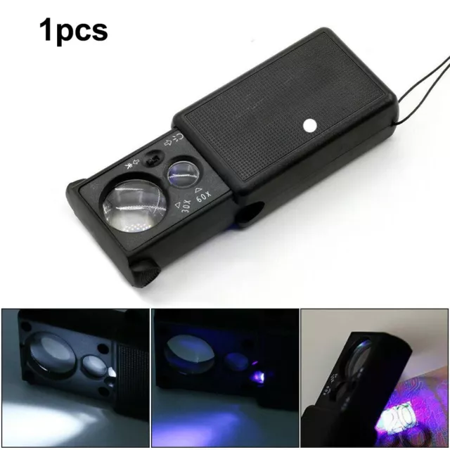 30X 60X Pockets Magnifying Magnifier Jeweler Eye Glass Loupe Loop LED Light