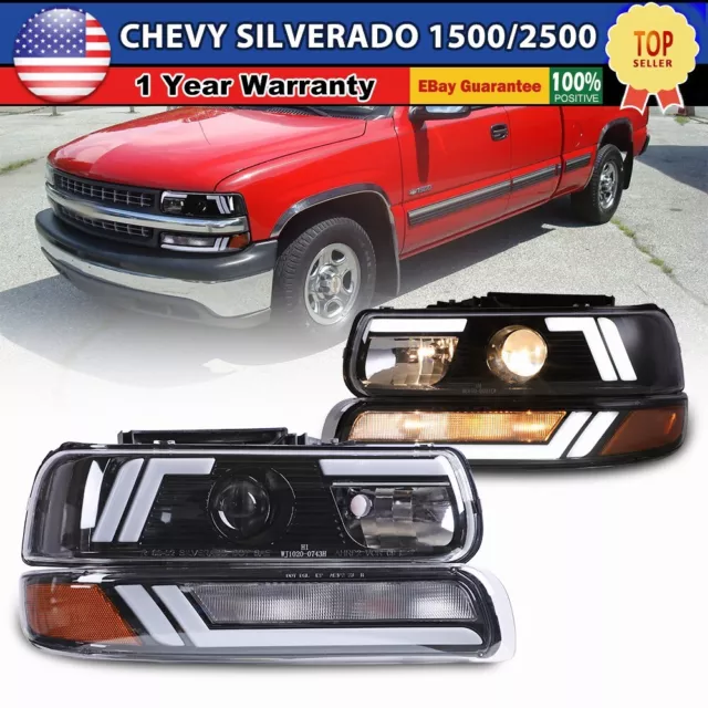 For 1999-2002 Chevy Silverado 00-06 Chevrolet Tahoe Suburban LED DRL Headlights