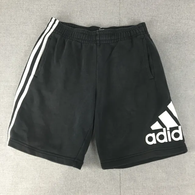 Adidas Kids Boys Shorts Size 11 - 12 Years Black Pockets Big Logo Striped