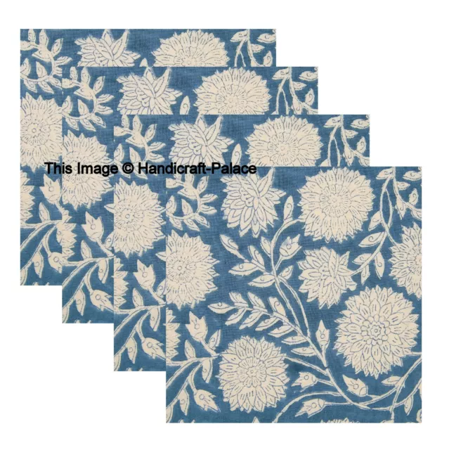 Beautiful Sun Flower Fabric Cotton Table Napkins Block Printed Pack of 4 PC Set