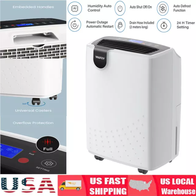 Yaufey 3,000 Sq. Ft Efficient Energy Star Dehumidifier for Large Rooms&Basements