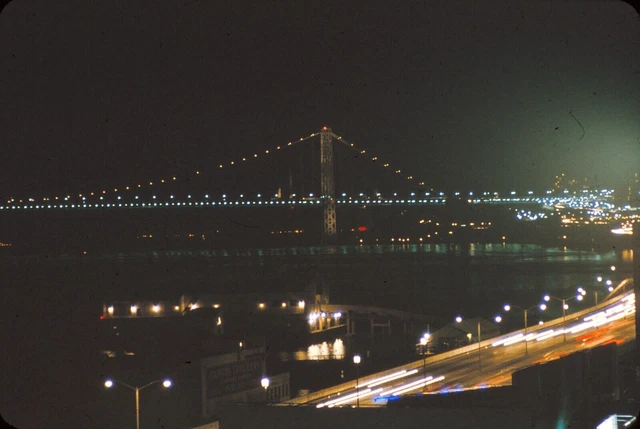 ONYC2 Original Slide - 1960's New York City Bridge at Night #98