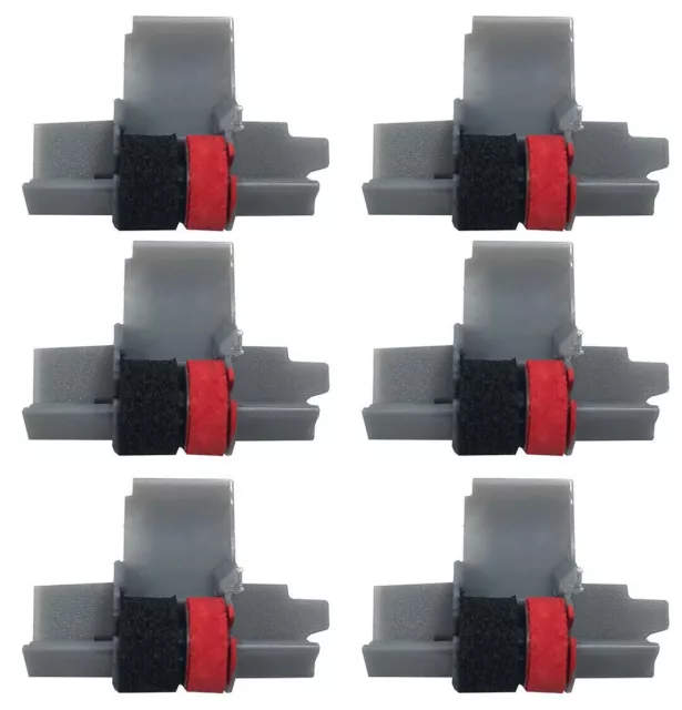 6 Pack IR-40T Black and Red Calculator Ink Rollers CP13 NR42 IR40T Sharp Casio
