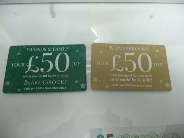 Beaverbrooks Jewellers 2x £50 Off vouchers.