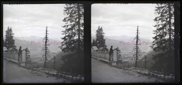 France Montagne paysage c1940 Photo NEGATIVE Plaque verre Stereo Vintage V21n18