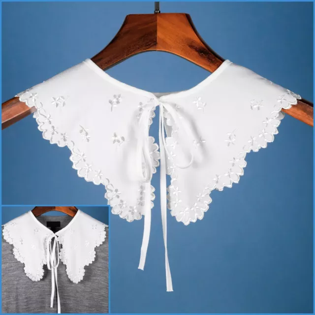 White Lace Floral False Collar Polyester Detachable Bertha Platter Shawl Top