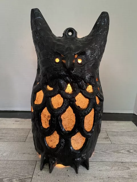 Vintage Cast Iron Owl Lantern Japanese Garden Hanging Candle Holder