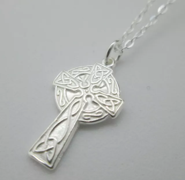 Celtic Cross - 925 Sterling Silver - Necklace Pendant - 18" Chain - Gift Box