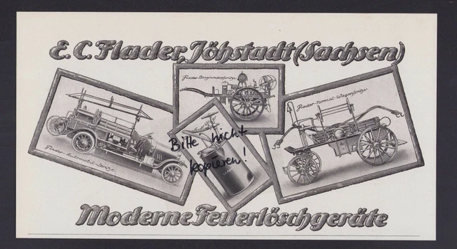 JÖHSTADT, WERBUNG 1917, E. C. Flader Feuerlöschgeräte EUR 14,99