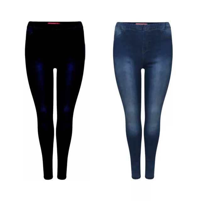 Girls Skinny Jeans Age 11-12 Stretch Elasticated Jeggings Teen High Waisted 3-14