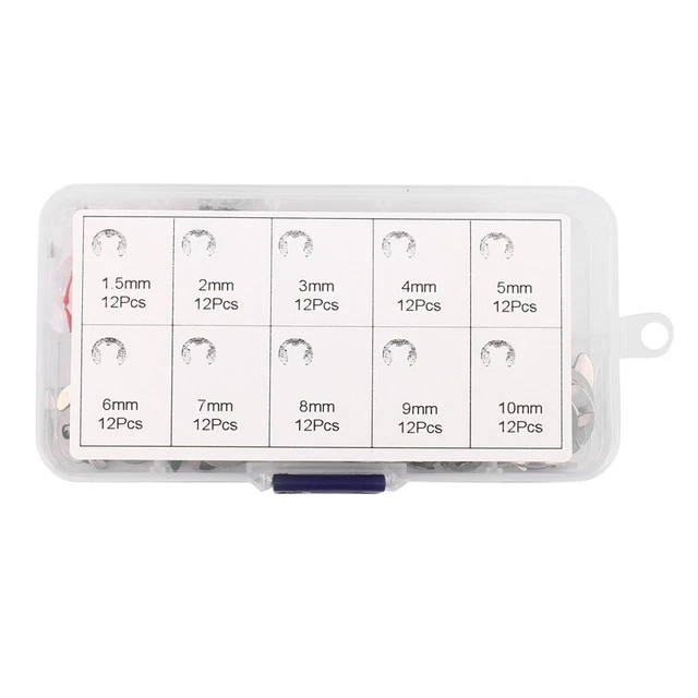120PCS 304 Stainless Steel E Clip Washer Assortment Kits Circlip Retaining 2514