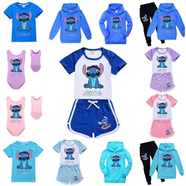 Kids Stitch Hoodie Boys Girls Shorts T-shirt PJ'S Set Loungewear Tracksuit Gift