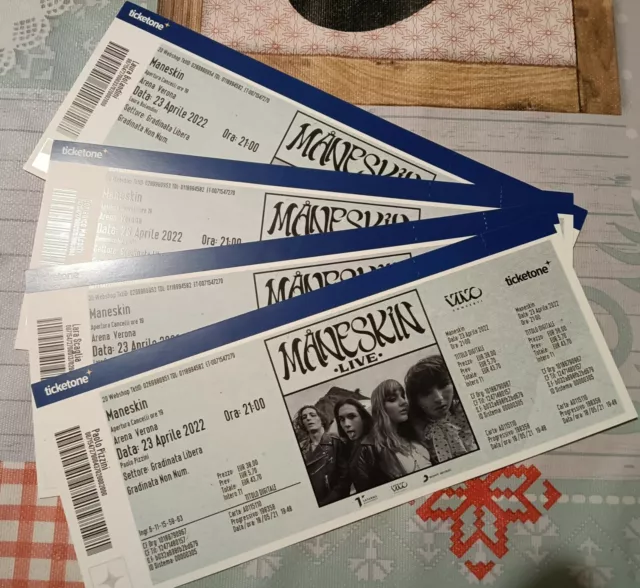 N.4 Biglietti concerto Maneskin Verona 28/04/2022