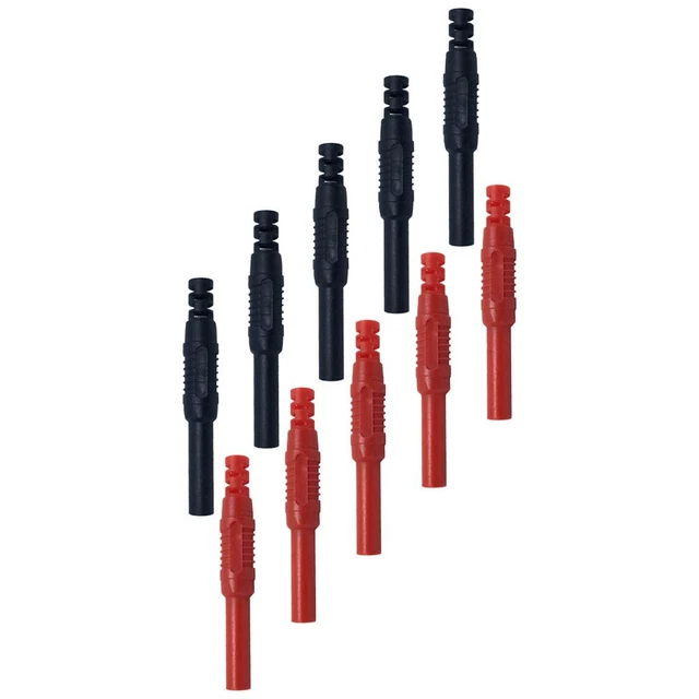 12 Connettori A Banana Isolati 4mm - Rosso E Nero - Adattori Per Spine E Cavi Elettrici