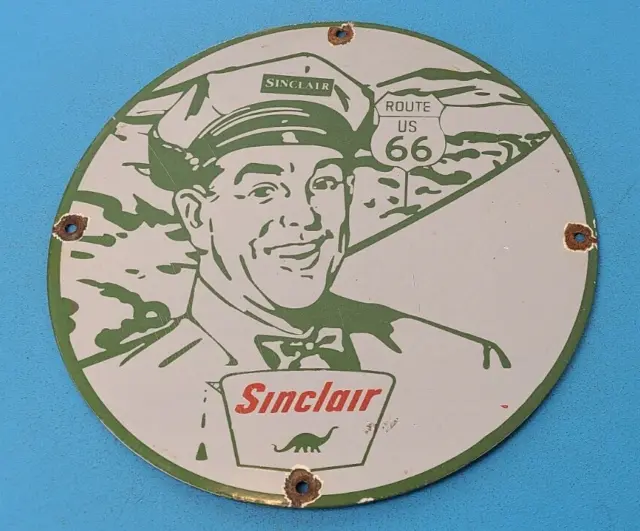 Vintage Route 66 Sinclair Gasoline Porcelain Gas Service Station Auto Road Sign