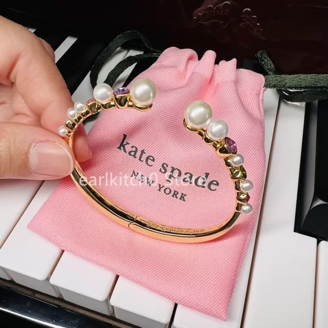 NWT Kate ks Spade Pearl Bracelet Bangle With Crystal Gold Tone Fashion Jewelry