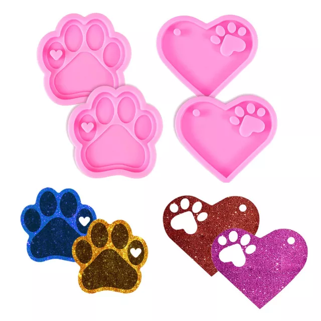 Love Paw Keychain Silicone Resin Molds Heart Bear Dog Paw Candy Fondant Mold