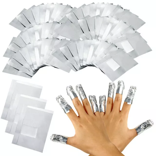 200 × Nail Art Aluminium Foil Soak Off Acrylic Gel Polish Nail Wraps Remover