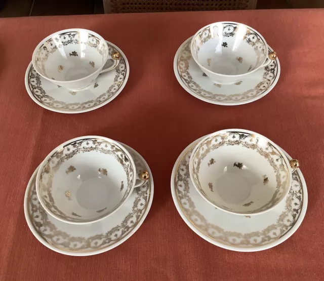 4 Tasses Thé Ou Café Porcelaine de limoges avec dorure occasion