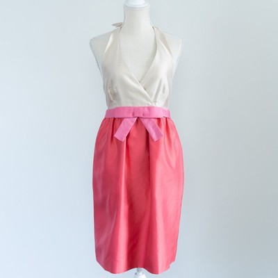 Kate Spade Look For The Silver Lining Women Silk Halterneck Mini Dress Sz 2 Pink