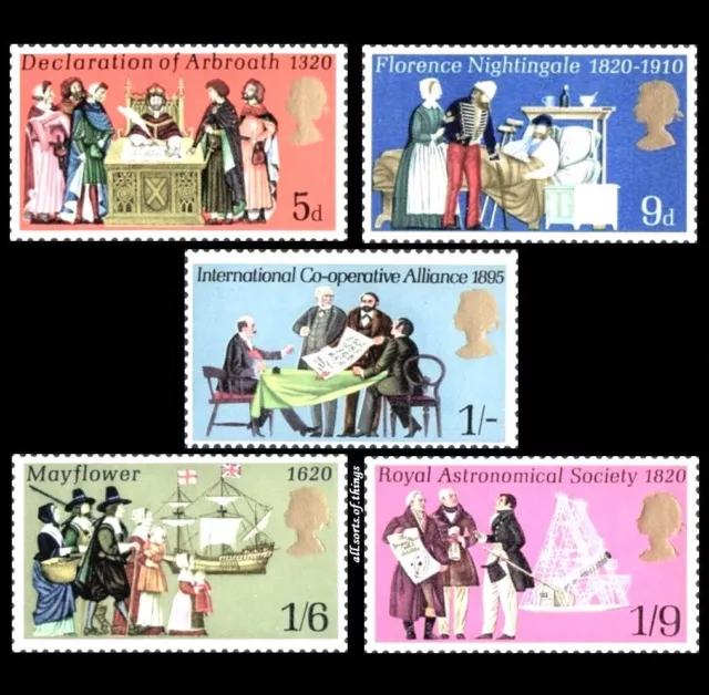 GB 1970 General Anniversaries Set sg819-823 MNH UM