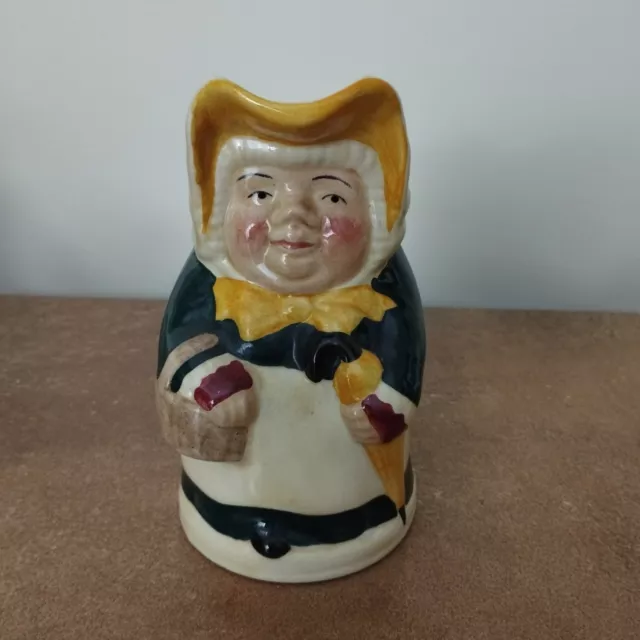 Vintage Toby Jug, Lady "Betsy" by Tony Wood, 0.5 Pint, Green Dress