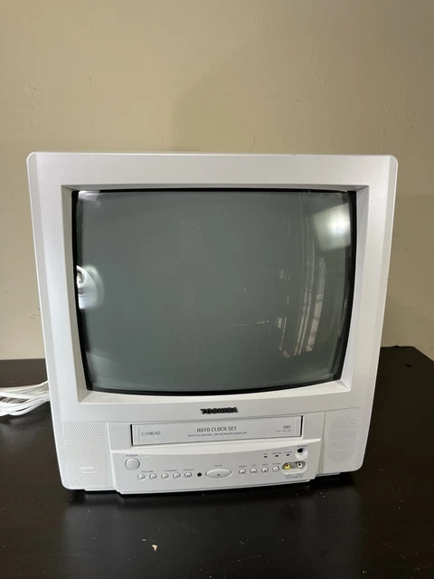 TOSHIBA MV13K1WR Withe Retro 13" CRT TV 4 Head VCR Combo Gaming TESTED w/ Remote