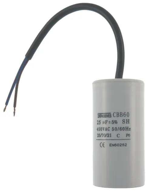 Condensateur moteur 25µF CBB60 25uF 450V à fils câble démarrage/permanent MKSP