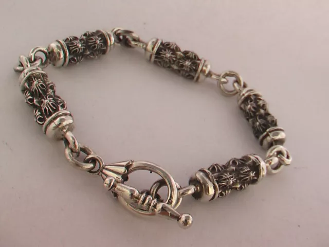 Taxco Mexican 925 Sterling Silver Cylinder Chain Bracelets. 52g- 62g, 8.1"- 8.7"