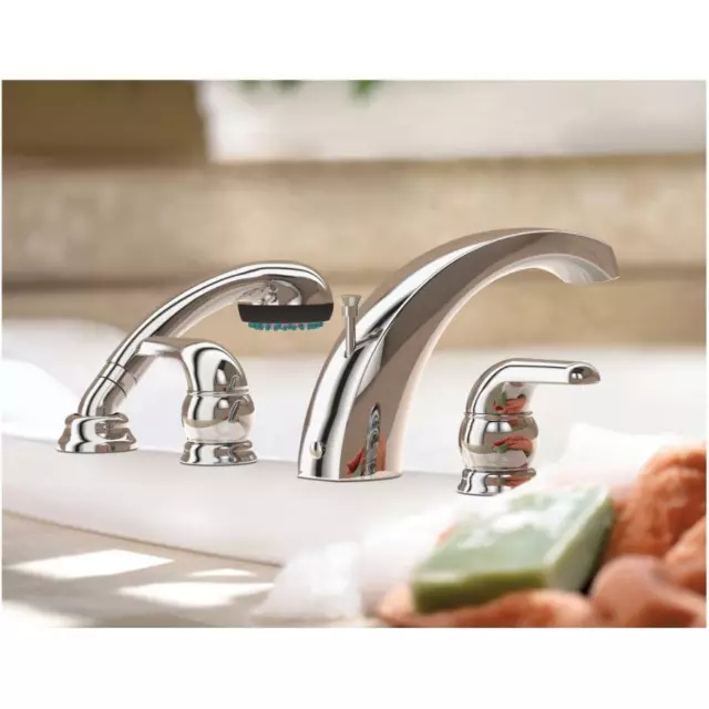 Adler 2 Handle Roman Tub Faucet - with Hand Shower, Chrome 3