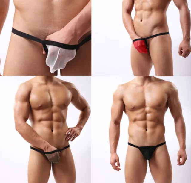 SLIP STRING FILET TRANSPARENT SEXY HOMME VIRIL éROTIQUE THONG MAN UNDERWEAR UOMO