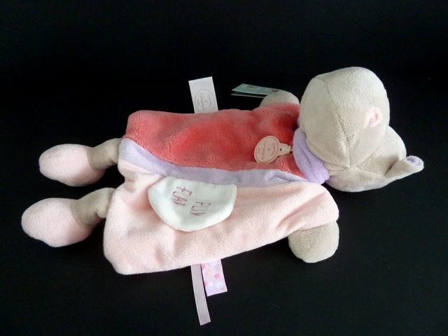 912. DOUDOU ET COMPAGNIE MARIONNETTE HIPPOPOTAME Flip Flap rose mauve blanc NEUF 2