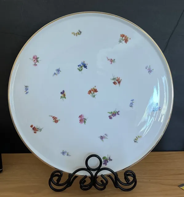 Large Round Platter Dish Tirschenreuth Bavaria Floral 13 Inch Porcelain Antique