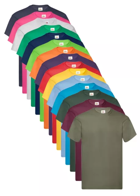 Fruit of the Loom Cotone Tinta Unita Leggero Economico Maglietta T-Shirt S-5XL