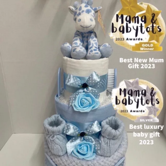 Giraffe 3 Tier Nappy Cake, Baby Shower Gift, Baby Boy Gift, Baby Girl Gift