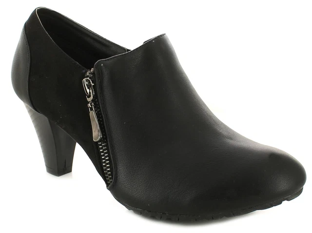 Neuf Femmes / Noir Comfort Plus Claire Chaussure Bottes Avec Côté Rabat UK
