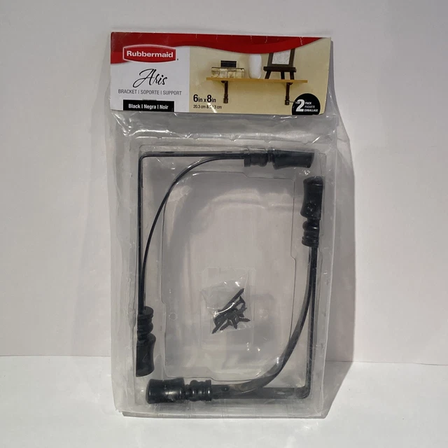 Pack of 2 Rubbermaid Black Aris Decorative Shelf Bracket  6" x 8" 70 lbs per set