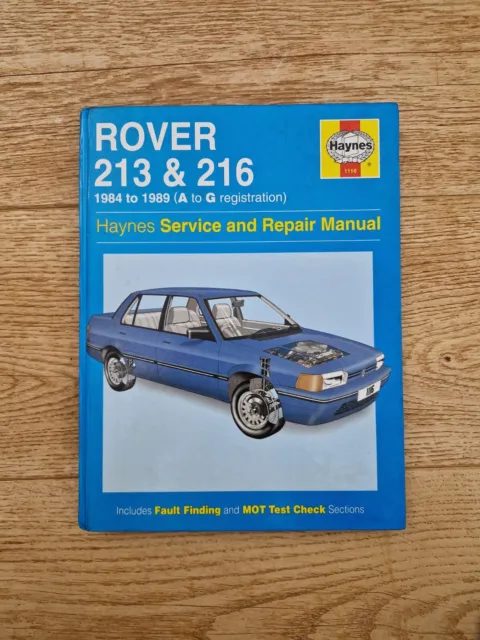 Rover 213 & 216 (200) 1984-1989 Haynes Owners Workshop Manual 1116