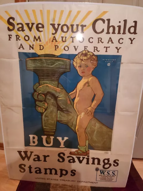 WW1 US Poster,Original, Save Your Child,Buy War Saving Stamps,by Herbert Paus.